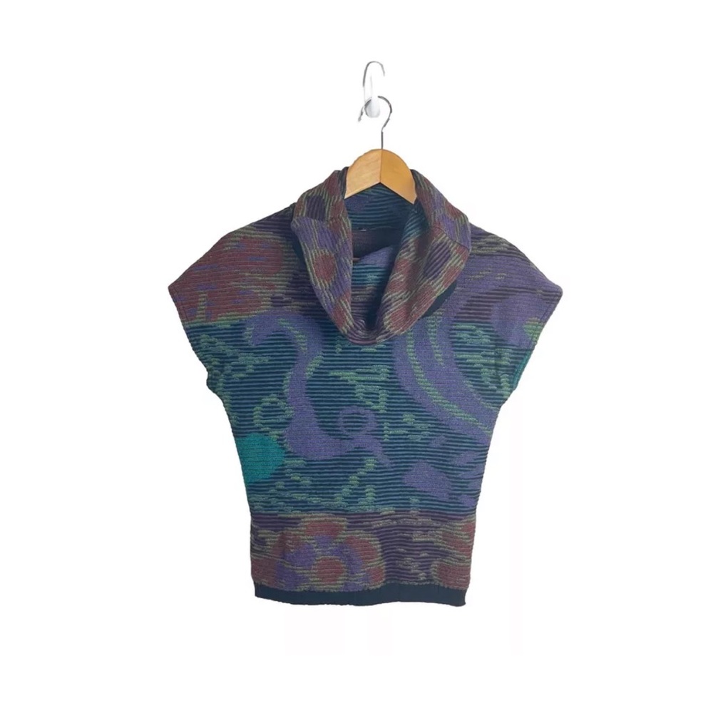 Catherine Andre Sweater Cowl Neck Print Wool